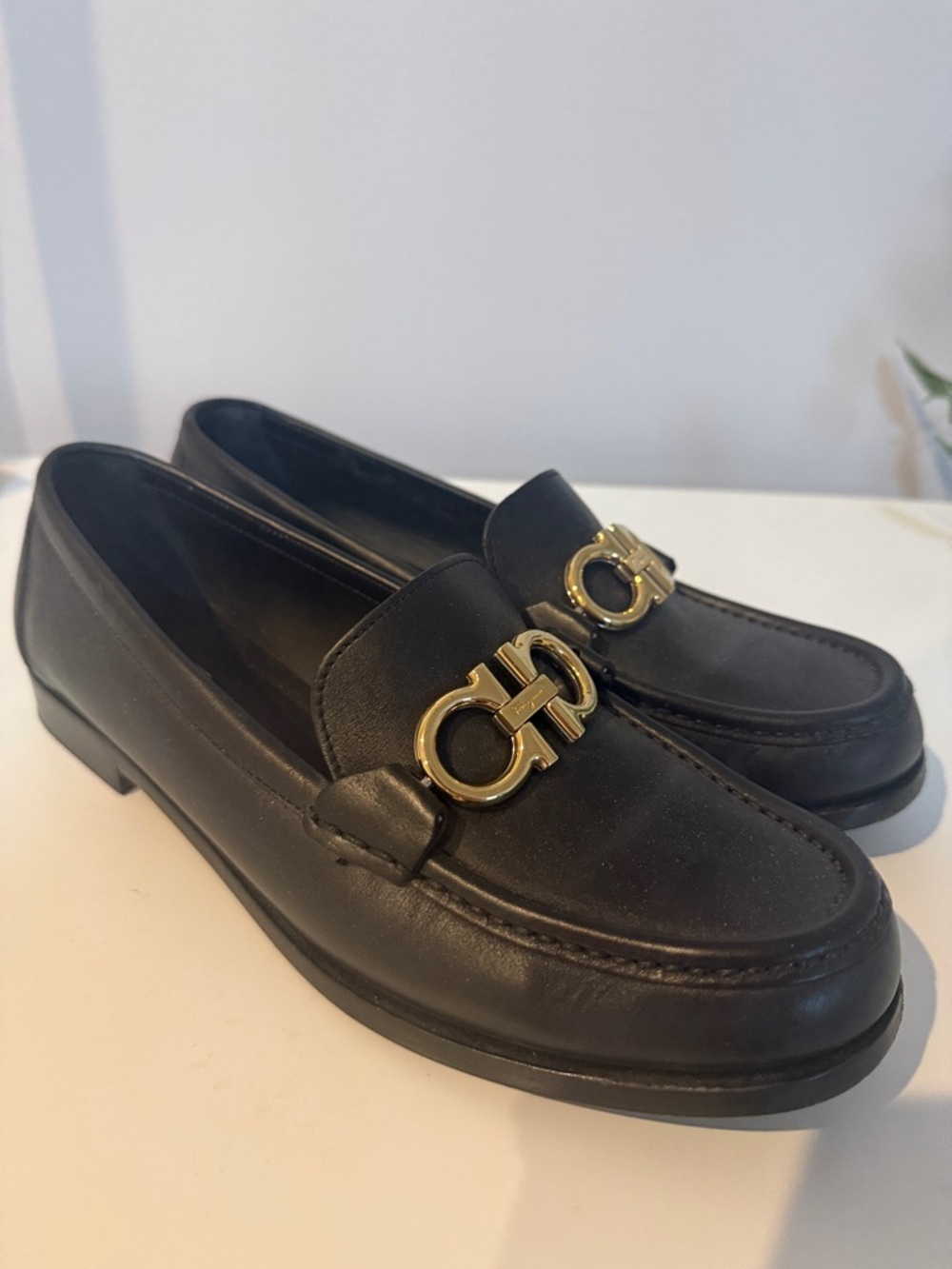 Ferragamo Black Leather Loafers